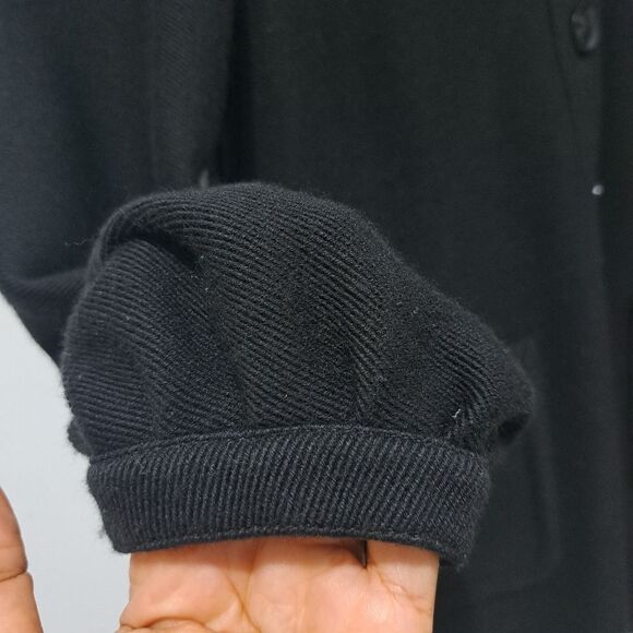 Theory Wool Blend Button-Up Coat Preppy Goth School Girl Size 0 Black - Picture 13 of 14